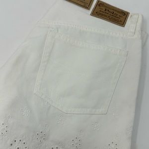 NWT Polo Ralph Lauren Women’s White Eyelet The Sophia Cut Off Denim Shorts $90